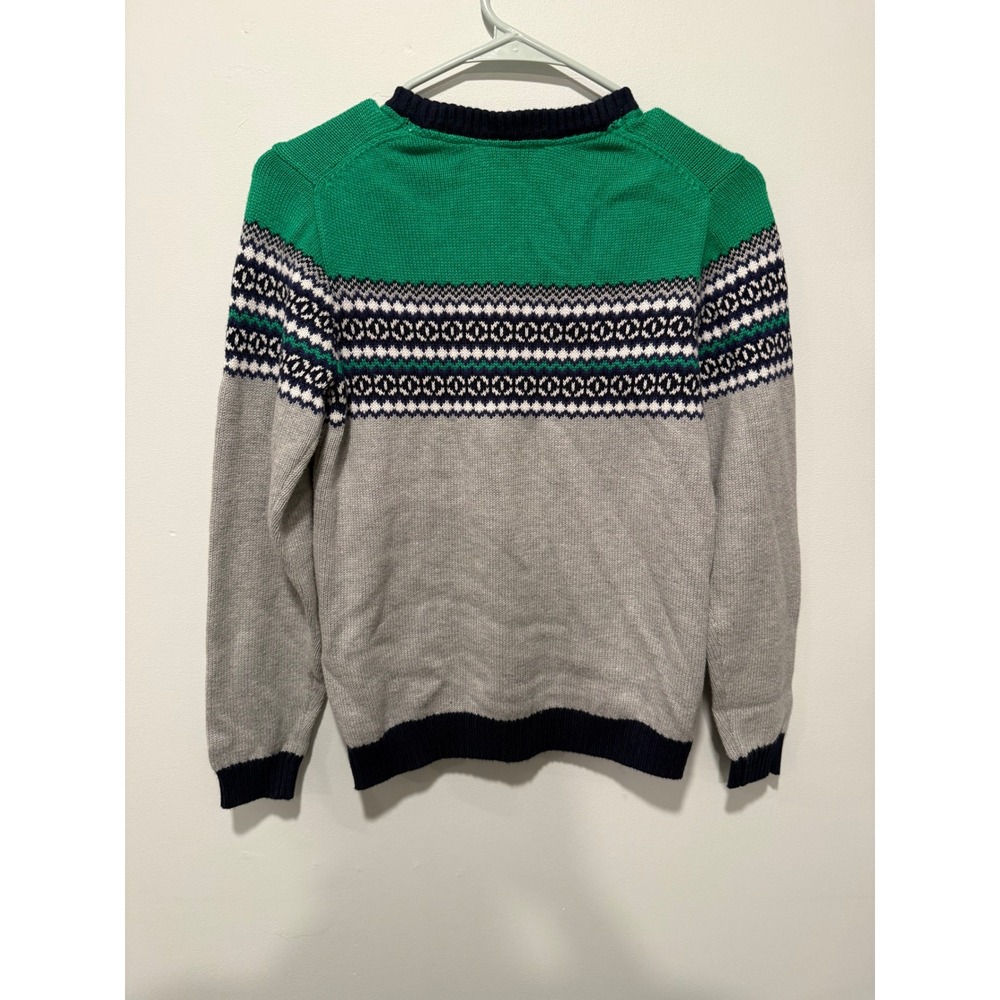Janie and Jack Boys Fair Isle Sweater Green Grey Navy Blue Crewneck Size 10 NWT - Picture 4 of 4